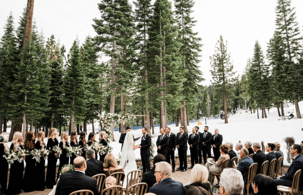 Winter wedding around the holidays at Lake Tahoe